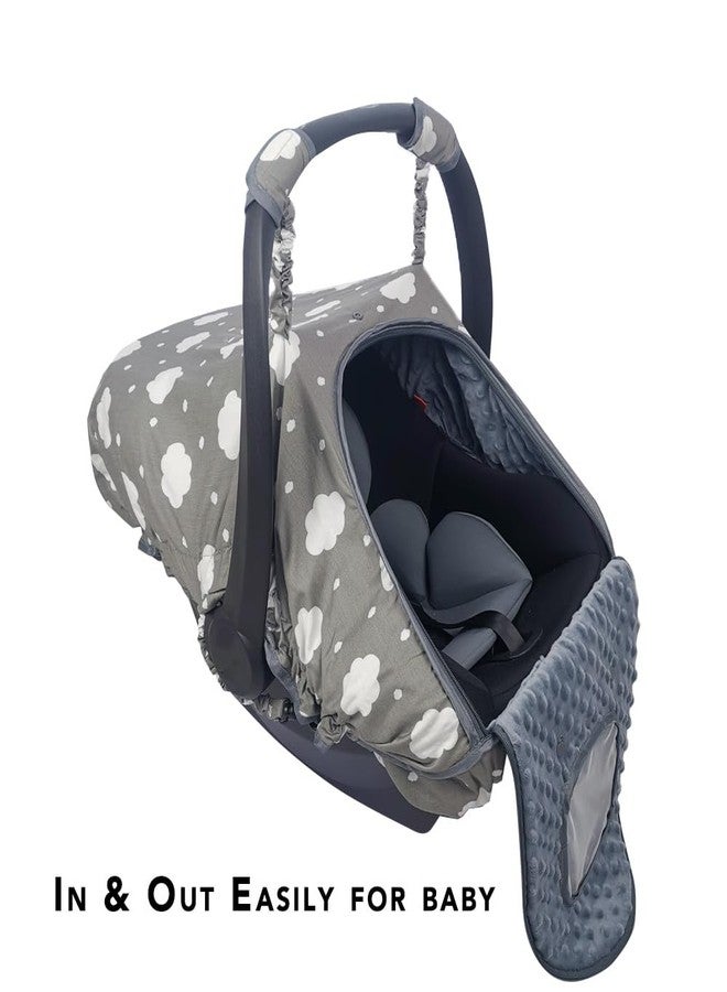 DODO NICI Carseat Cover for Baby, Baby car seat Covers for Infant car seat, Baby Carrier Cover Canopy, Window in Door Open, 2 Layers, Grey Cloud, felxible Connection; - Image 4